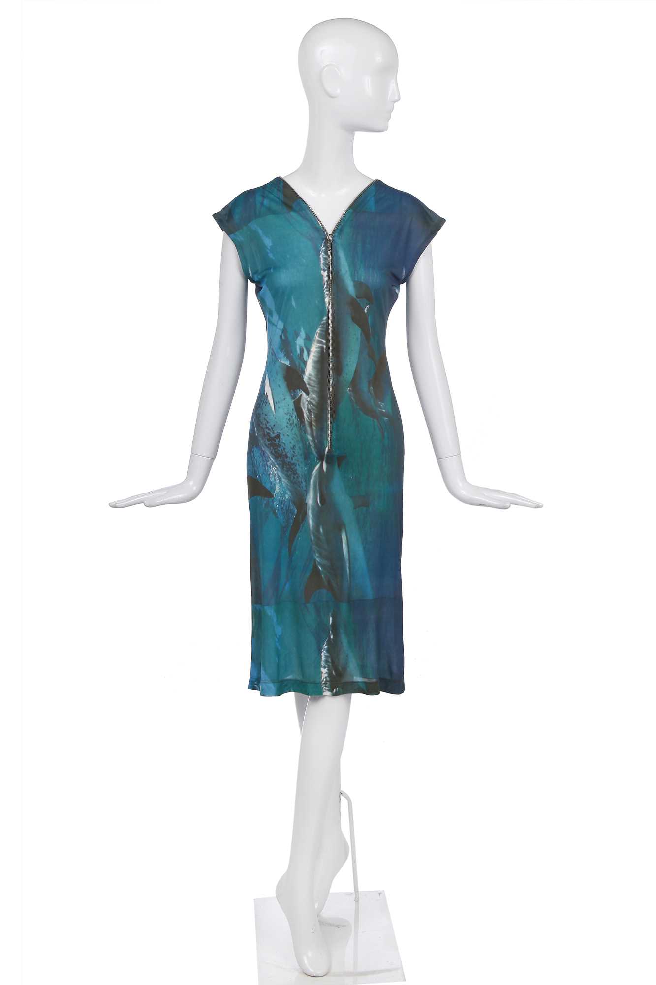 Lot 129 - An Alexander McQueen dolphin print dress,  'La Poupee' collection, Spring-Summer 1997