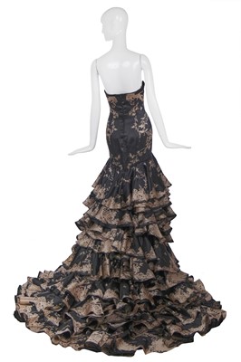 Lot 132 - An Alexander McQueen black and ivory jacquard satin gown, 'Sarabande' collection, Spring-Summer 2007