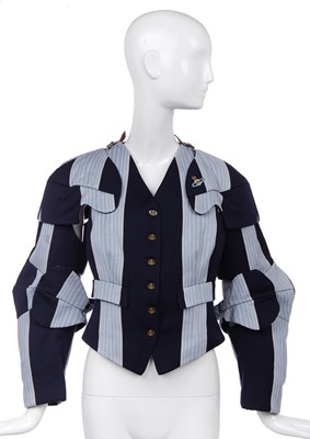 Lot 34 - A Vivienne Westwood striped wool Armour waistcoat/jacket 'Time Machine' collection, Autumn-Winter 1988-89
