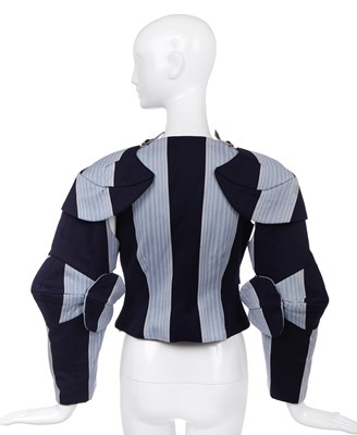 Lot 34 - A Vivienne Westwood striped wool Armour waistcoat/jacket 'Time Machine' collection, Autumn-Winter 1988-89