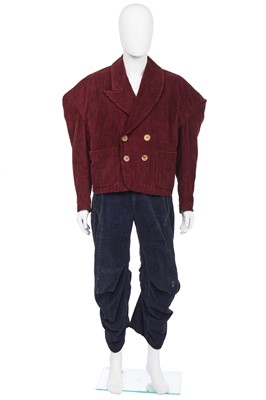 Lot 83 - A rare John Galliano jumbo cord ensemble, 'The Ludic Game' collection, Autumn-Winter, 1985-86
