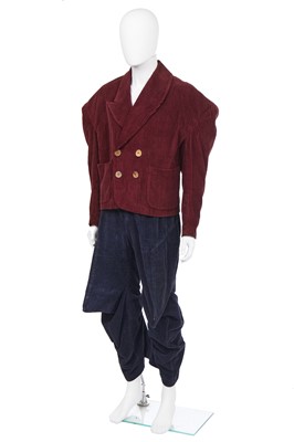 Lot 83 - A rare John Galliano jumbo cord ensemble, 'The Ludic Game' collection, Autumn-Winter, 1985-86