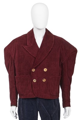 Lot 83 - A rare John Galliano jumbo cord ensemble, 'The Ludic Game' collection, Autumn-Winter, 1985-86