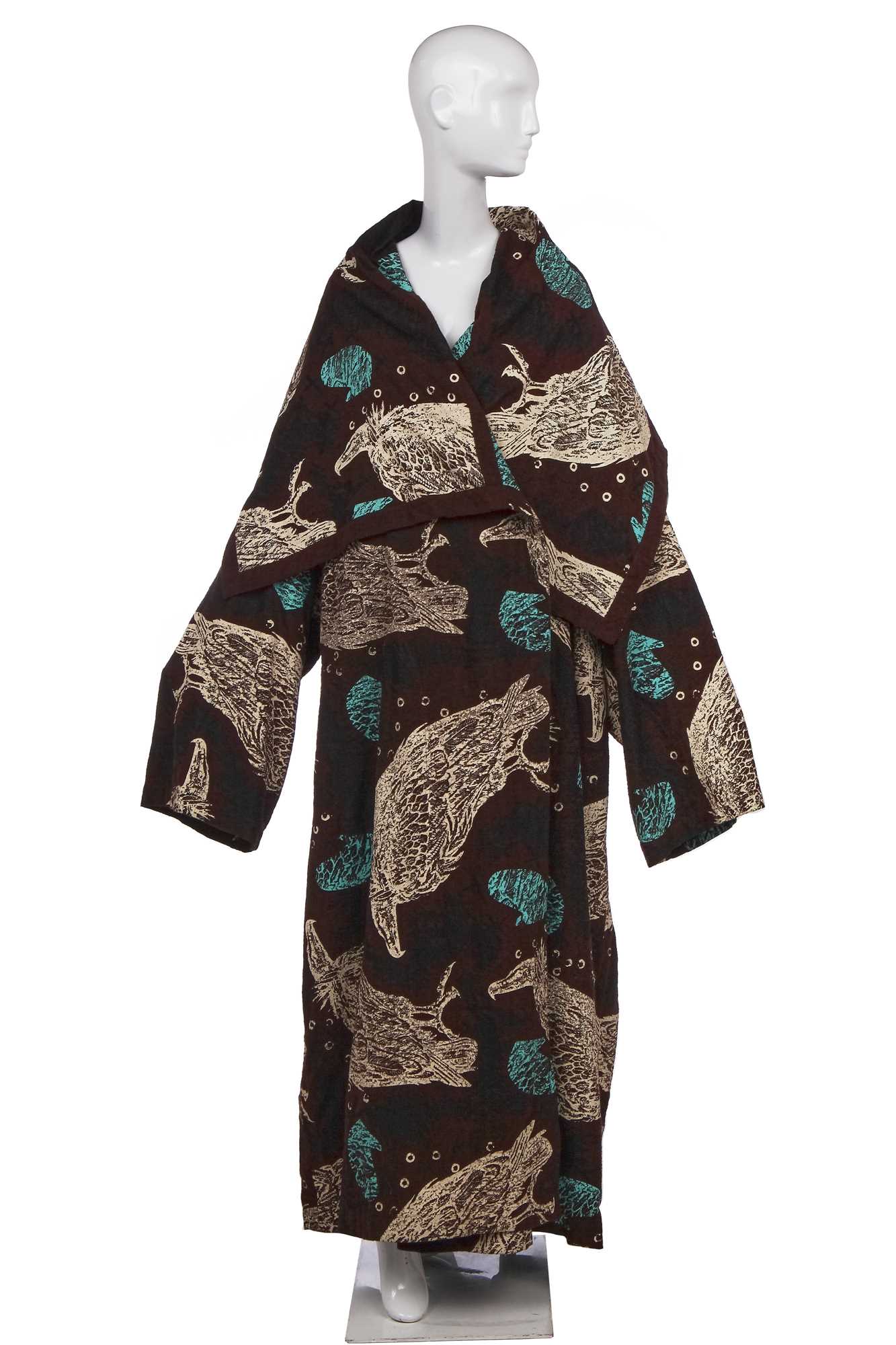 Lot 79 - A rare and important John Galliano printed 'Vultures' kimono, 'The Ludic Game' collection, Autumn-Winter, 1985-86