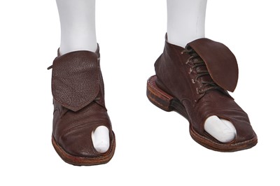 Lot 88 - A rare pair of John Galliano by Patrick Cox 'Hobo' boots, 'Fallen Angels' collection, Spring-Summer 1986