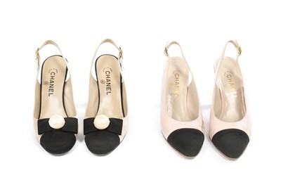 Lot 22 - Four pairs of Chanel shoes, modern, stamped to...