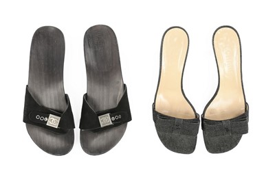 Lot 22 - Four pairs of Chanel shoes, modern, stamped to...