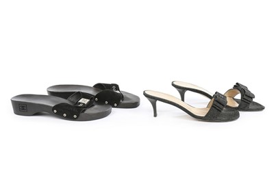 Lot 22 - Four pairs of Chanel shoes, modern, stamped to...
