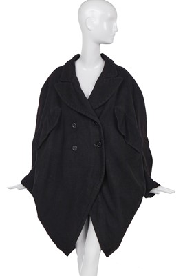 Lot 102 - A John Galliano black wool 'Barrel' coat, 'The Rose', collection, Autumn-Winter, 1987-88