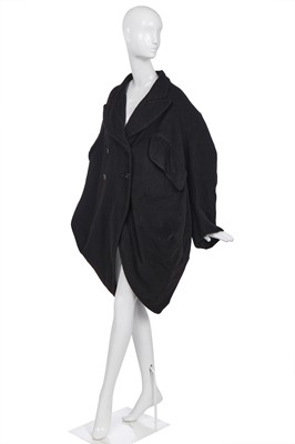 Lot 102 - A John Galliano black wool 'Barrel' coat, 'The Rose', collection, Autumn-Winter, 1987-88