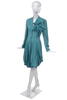Lot 100 - A fine John Galliano turquoise gabardine dress, Blanche DuBois collection, Spring-Summer, 1988