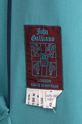 Lot 100 - A fine John Galliano turquoise gabardine dress, Blanche DuBois collection, Spring-Summer, 1988