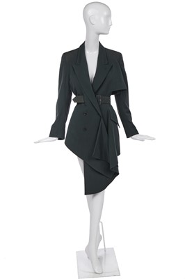 Lot 104 - A John Galliano green gabardine jacket, 'Hairclips', collection, Autumn-Winter, 1988-89