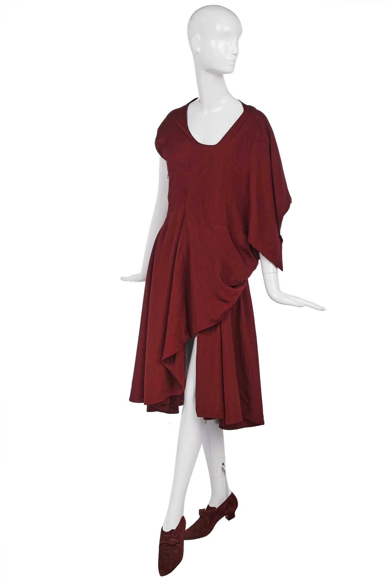 Lot 107 - A John Galliano chestnut viscose evening gown, 'Charles James' collection, Spring-Summer 1989