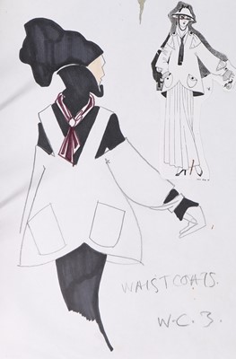Lot 110 - A John Galliano navy wool ensemble, 'Nancy Cunard' collection, Autumn-Winter 1989-90