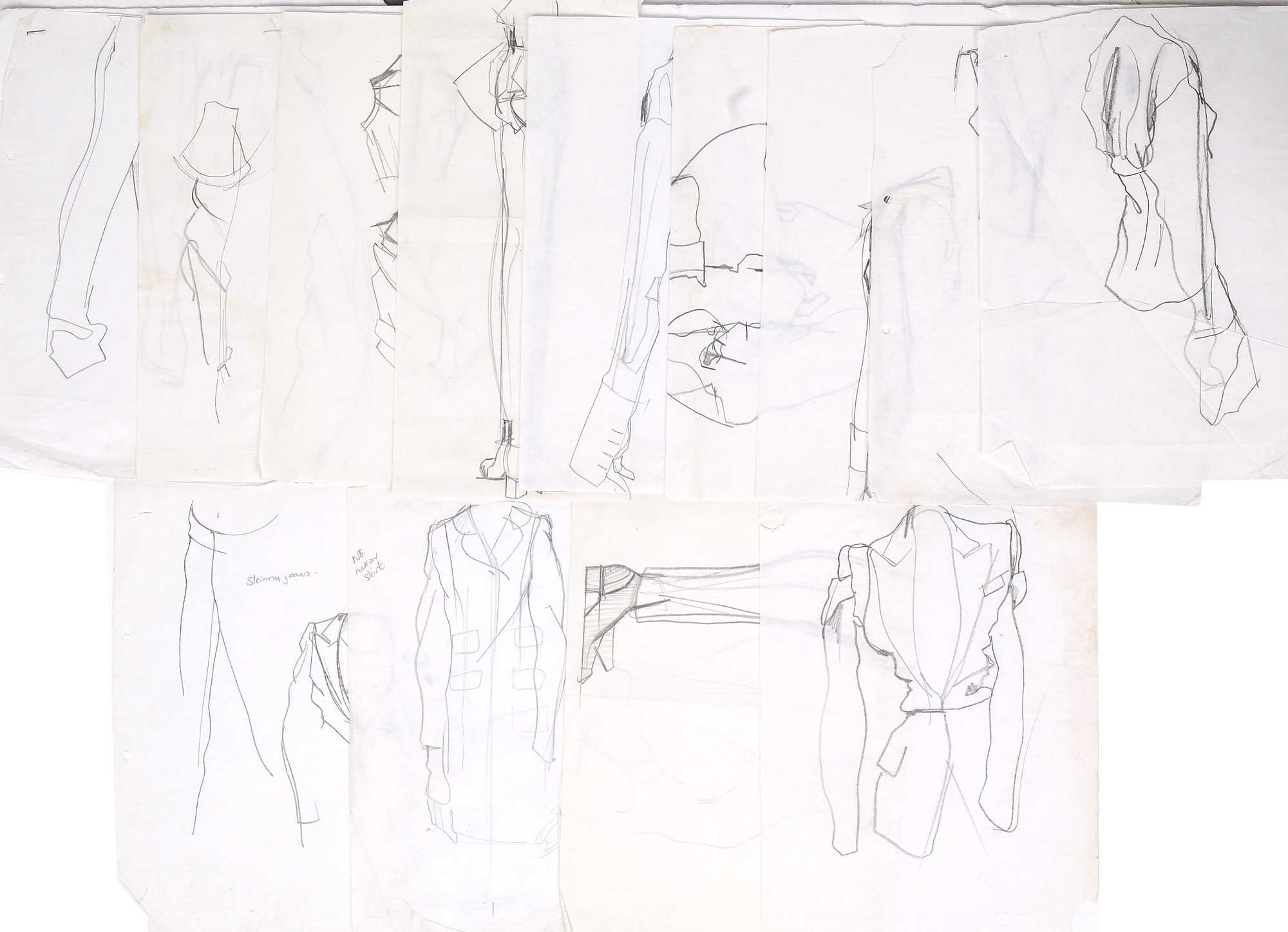 Lot 116 - A group of Julie Verhoeven for John Galliano fashion sketches, 'Honcho Woman' collection, Spring-Summer 1991