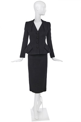 Lot 124 - A John Galliano black cloqué-silk suit, 'Dolores' collection, Autumn-Winter 1995-96