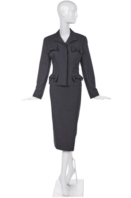 Lot 123 - A Givenchy by John Galliano pinstriped grey wool suit, Autumn-Winter 1996-97