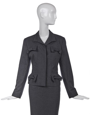 Lot 123 - A Givenchy by John Galliano pinstriped grey wool suit, Autumn-Winter 1996-97