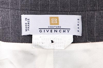 Lot 123 - A Givenchy by John Galliano pinstriped grey wool suit, Autumn-Winter 1996-97