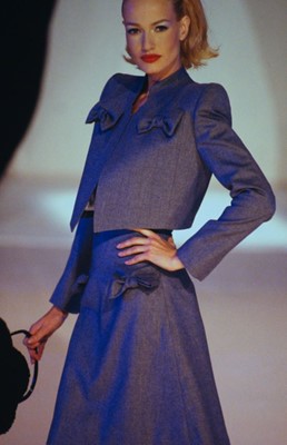 Lot 123 - A Givenchy by John Galliano pinstriped grey wool suit, Autumn-Winter 1996-97