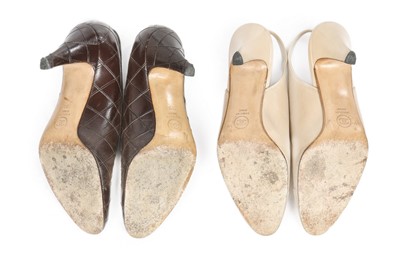 Lot 23 - Four pairs of Chanel leather shoes, probably...