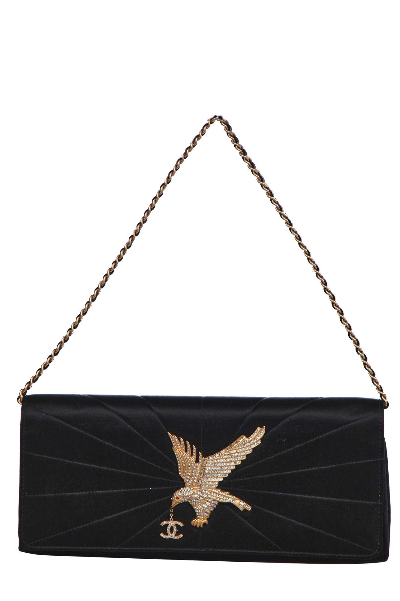 Lot 175 - A Chanel sun-beam quilted black satin evening bag, Spring-Summer 2001