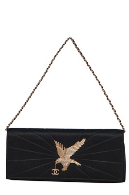 Lot 175 - A Chanel sun-beam quilted black satin evening bag, Spring-Summer 2001