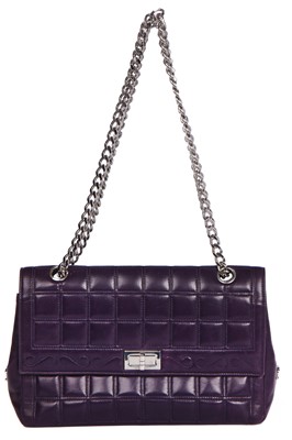 Lot 171 - A Chanel square-quilted purple lambskin leather flap bag 2000-2002