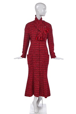 Lot 172 - A Chanel cranberry-red tweed coat, Autumn-Winter 2001-02