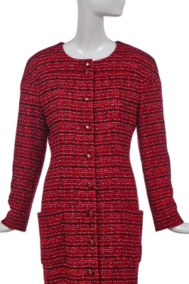 Lot 172 - A Chanel cranberry-red tweed coat, Autumn-Winter 2001-02