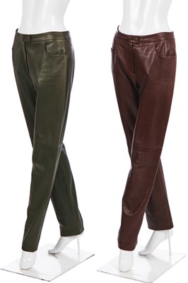 Lot 163 - Two pairs of Chanel lambskin leather trousers, Autumn-Winter 2001-02