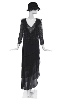 Lot 153 - A Chanel broderie anglaise black chiffon bodice and matching jacket, Spring-Summer 2001