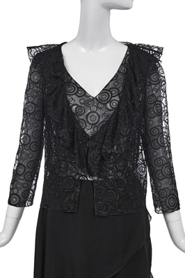 Lot 153 - A Chanel broderie anglaise black chiffon bodice and matching jacket, Spring-Summer 2001