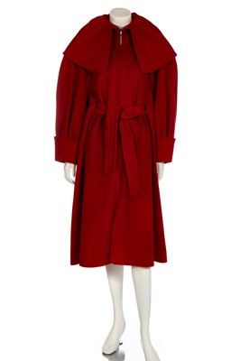 Lot 75 - An Hermès red brushed wool coat, modern