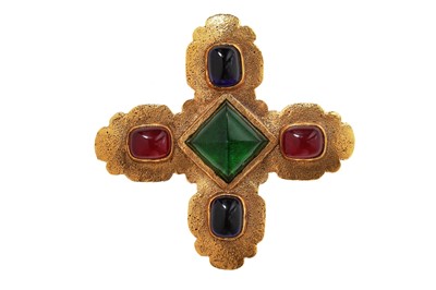 Lot 54 - A Chanel by Gripoix gilt cross brooch, 1989