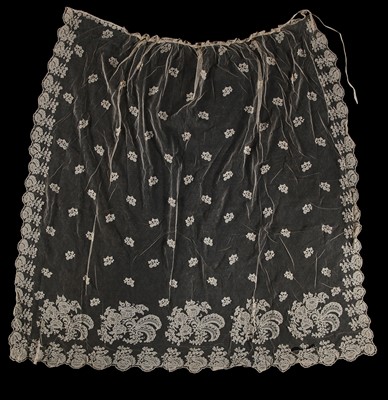 Lot 555 - A group of needlerun bridal veils, stoles and train, 19th century
