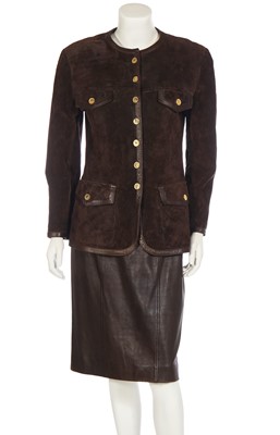 Lot 12 - A Chanel brown suede suit, late 1980s