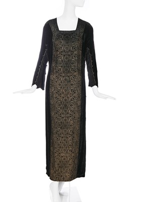 Lot 80 - A Mariano Fortuny stencilled black velvet gown, 1920s