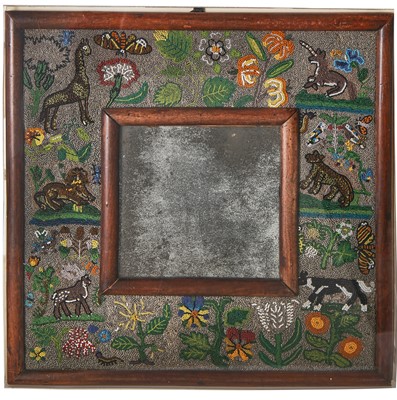 Lot 63 - A fine Charles II beadwork mirror, the beadwork English, circa 1660