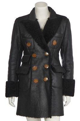 Lot 111 - A Vivienne Westwood black sheepskin double-breasted coat, 1990s