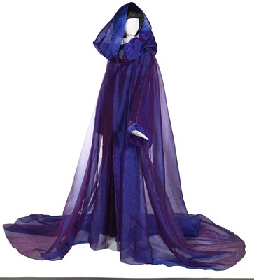 Lot 102 - Mystic Meg's bespoke Isabell Kristensen royal-purple sleeved-cloak, circa 1995