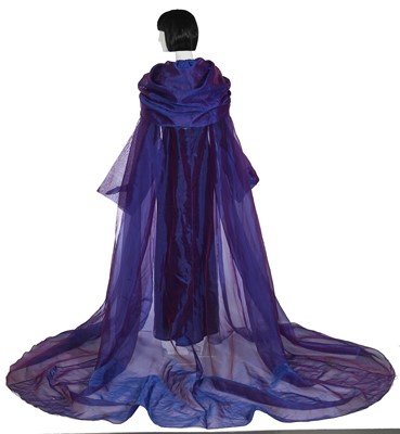 Lot 102 - Mystic Meg's bespoke Isabell Kristensen royal-purple sleeved-cloak, circa 1995