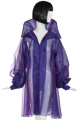Lot 102 - Mystic Meg's bespoke Isabell Kristensen royal-purple sleeved-cloak, circa 1995