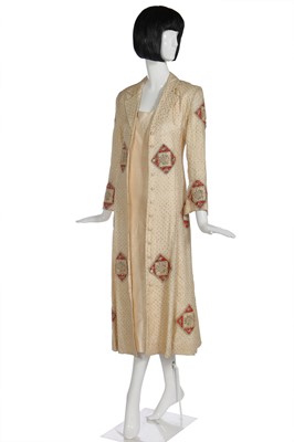 Lot 97 - Mystic Meg's bespoke Sebastian ivory silk ensemble, 1990s
