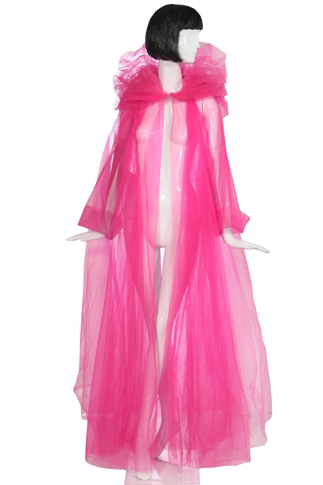 Lot 105 - Mystic Meg's bespoke Isabelle Kristensen Barbie-pink tulle sleeved-cloak, circa 1995
