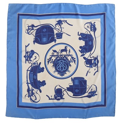 Lot 27 - Four Hermès printed silk scarves, 1980s-90s,...