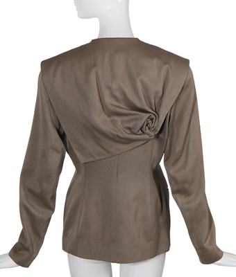 Lot 220 - A John Galliano grey gabardine jacket, 'The Rose' collection, Autumn-Winter 1987-88