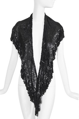 Lot 86 - A couture black sequined shawl, attributed to Gabrielle Chanel, 1935