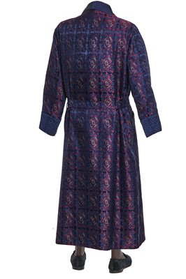 Lot 52 - David Suchet's art-deco style brocade dressing gown and slippers worn in the role of Hercule Poirot' in the TV series 'Poirot' 2003-2013